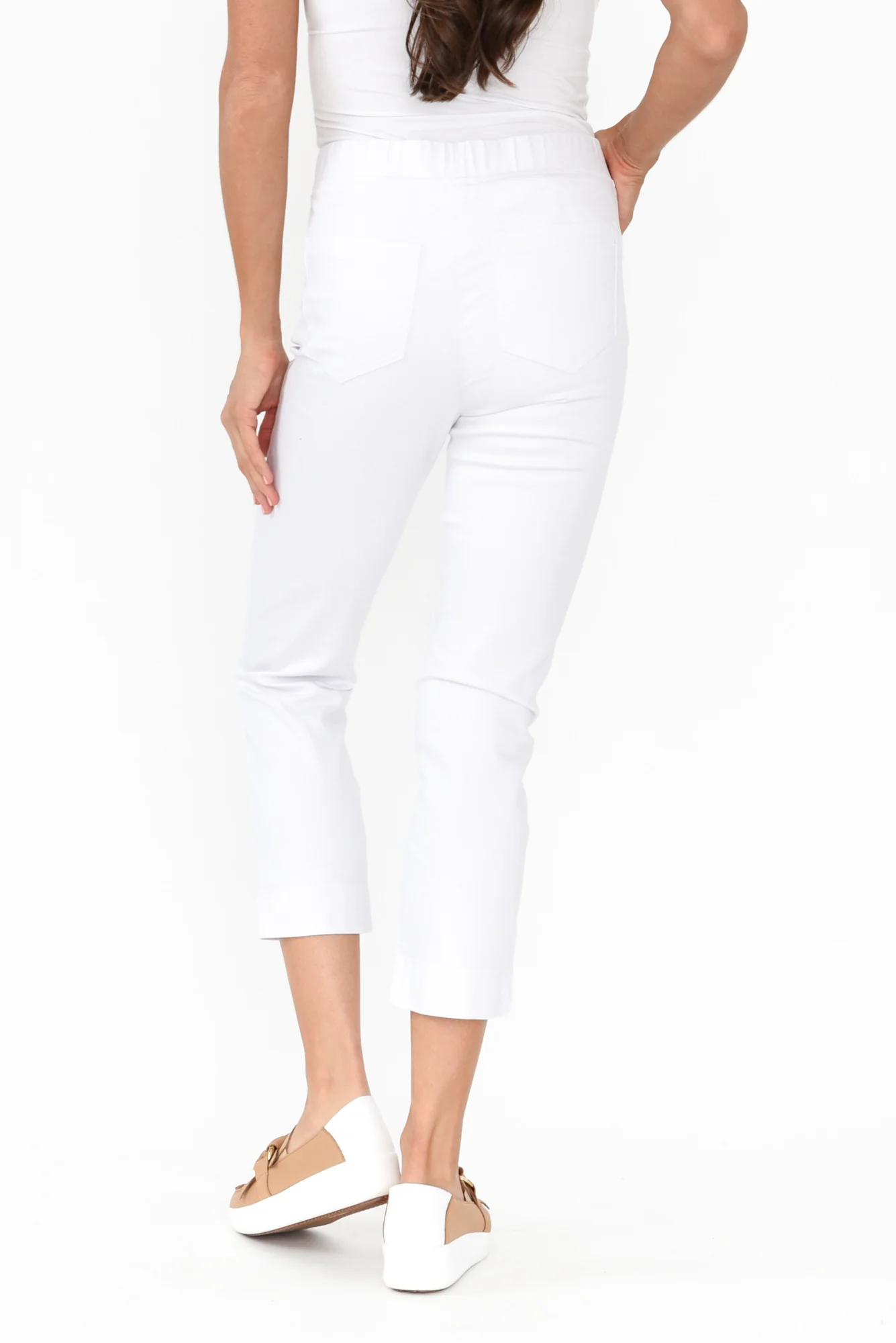Monza White Stretch 7/8 Pants