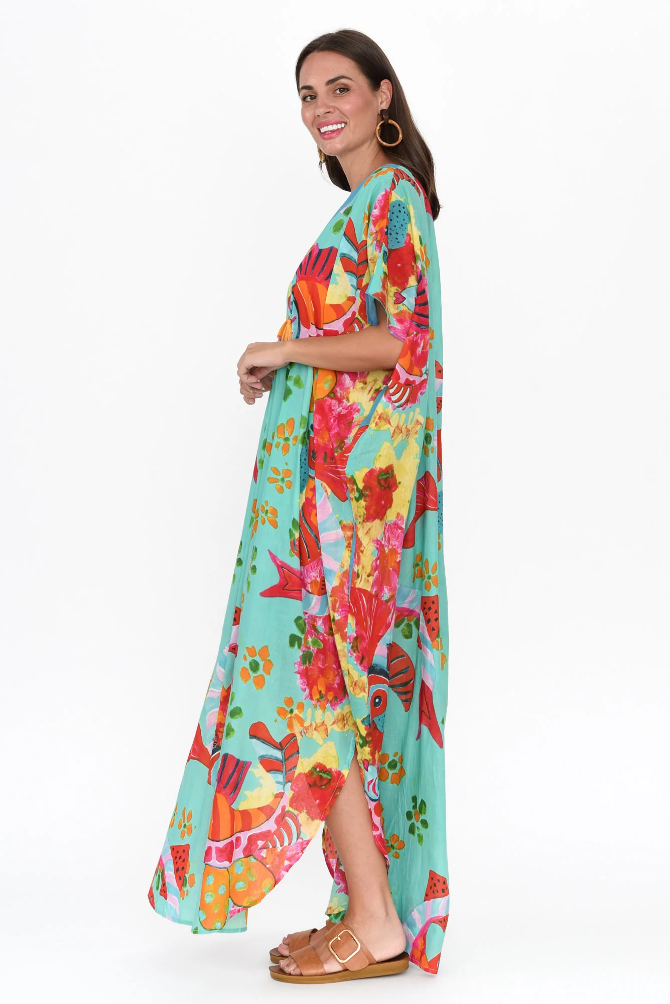 Tiwi Teal Sea Cotton Kaftan