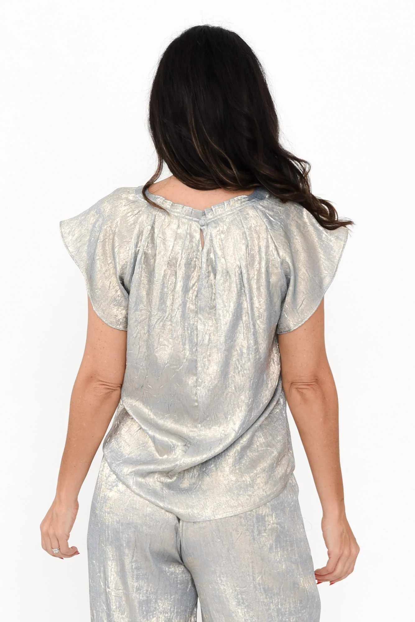 Boulevard Champagne Flutter Sleeve Top