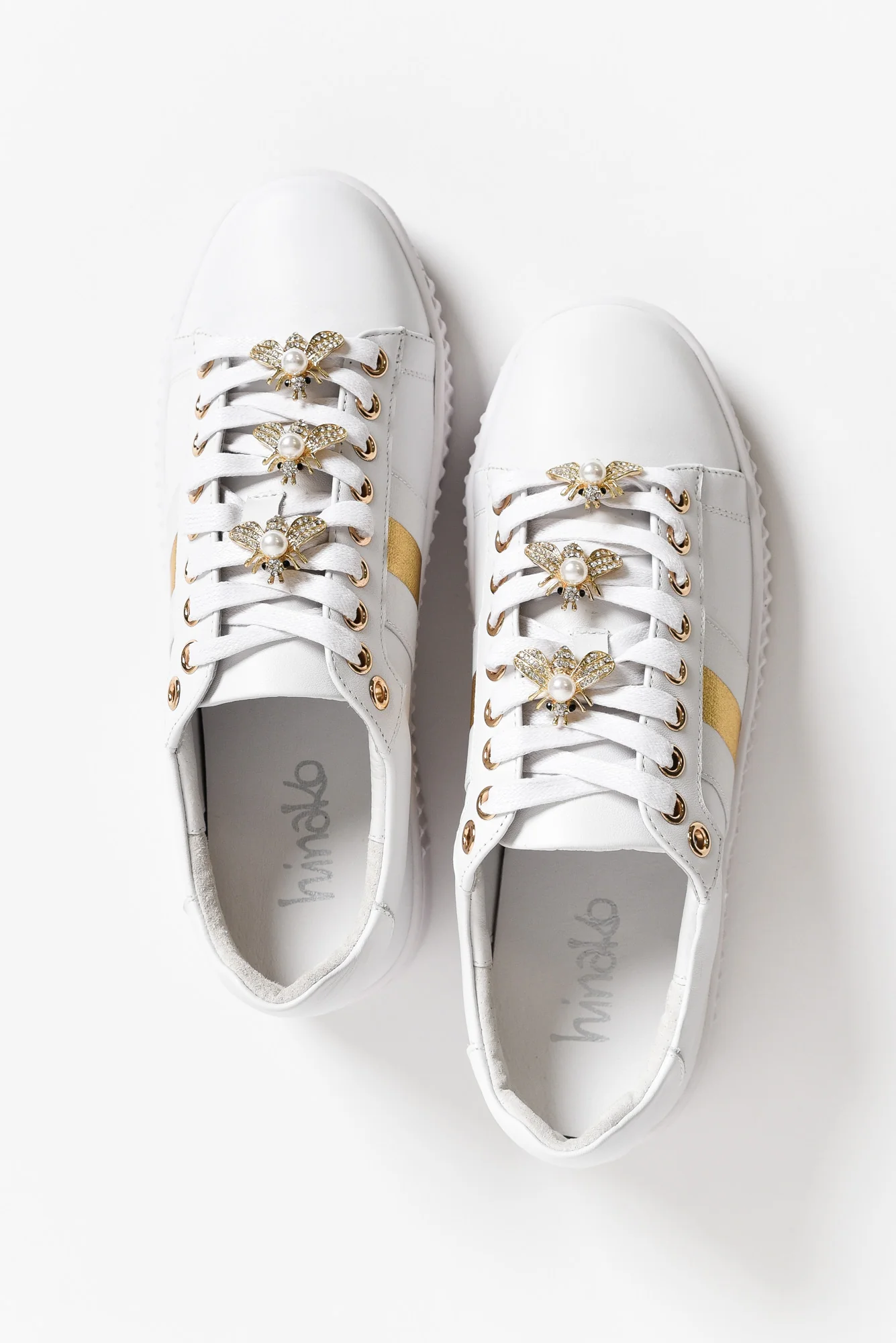 Bee White Stripe Leather Sneaker