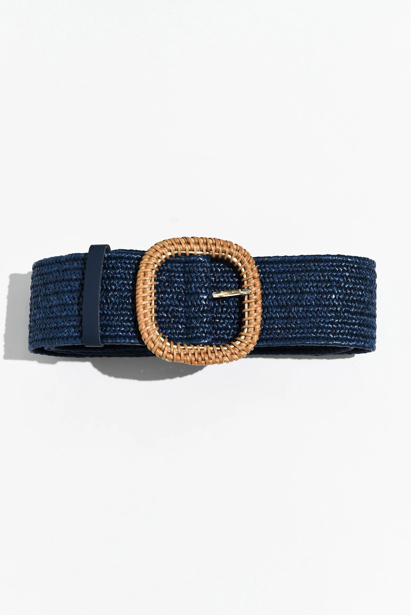 Jaipur Navy Rattan Buckle Woven Belt
