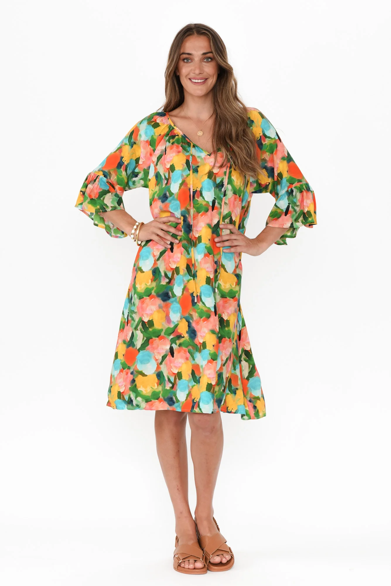 Lohan Yellow Floral Pocket Dress