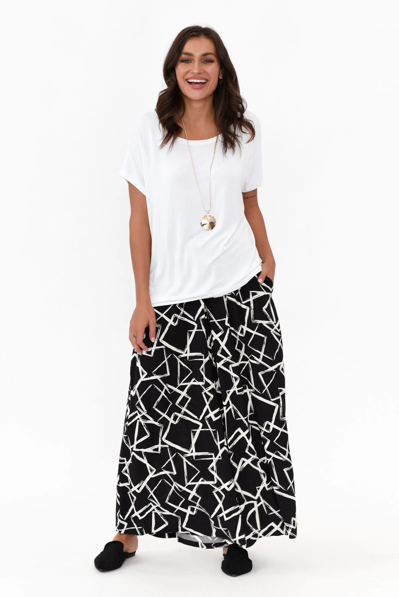 Baker Black Geo Wide Leg Pants