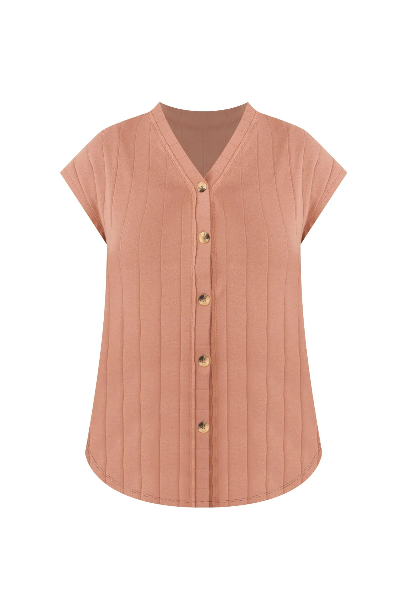 Dori Mocha Cotton Blend Ribbed Top