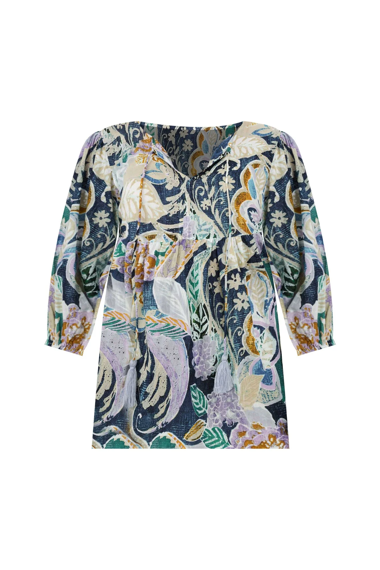 Rosa Blue Paisley Cotton Tie Top