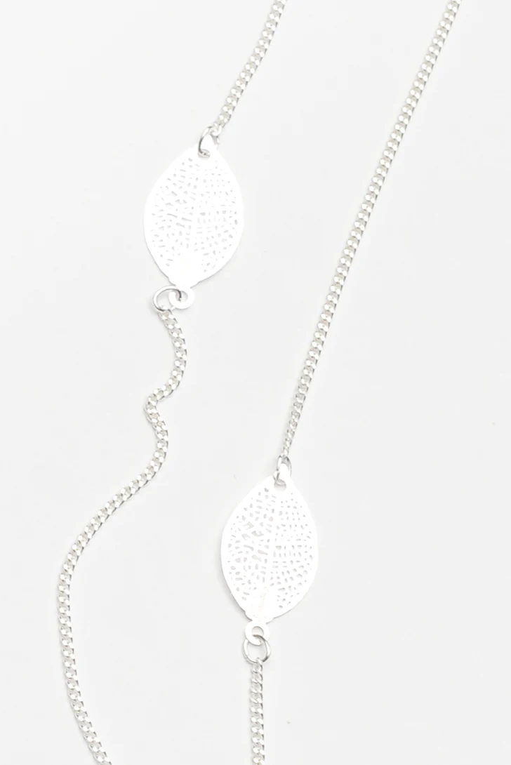 Stem Silver Leaf Fine Chain Necklace