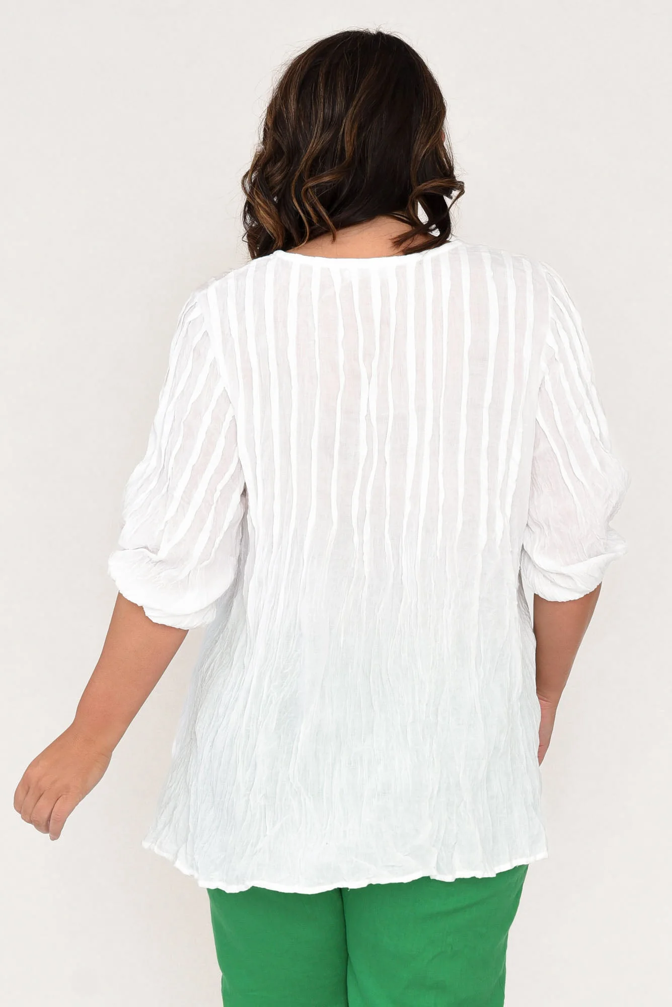 Selma White Crinkle Cotton Top