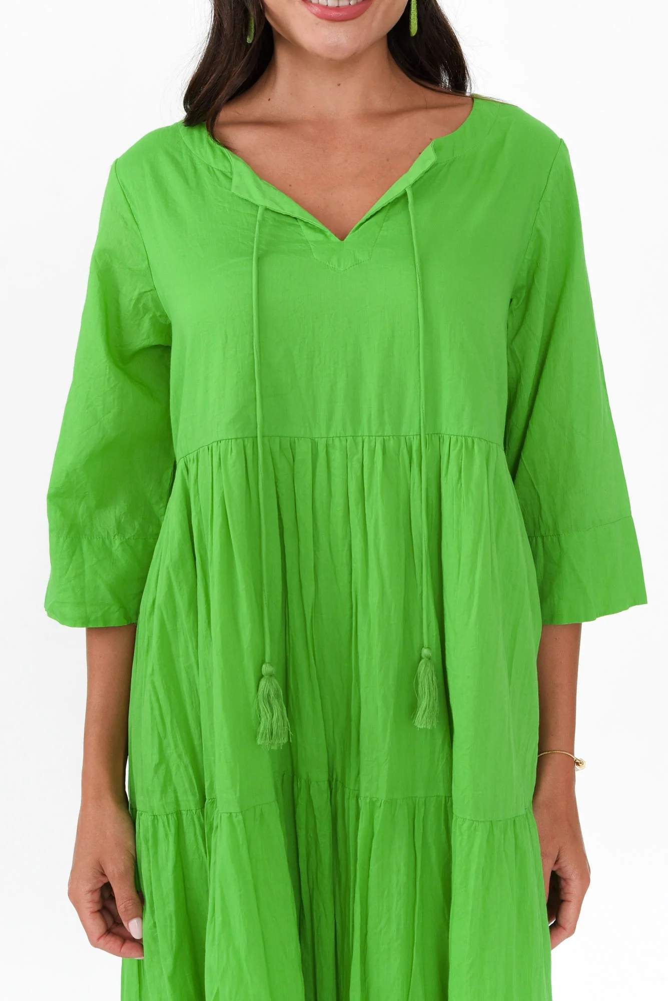 Milana Lime Crinkle Cotton Dress