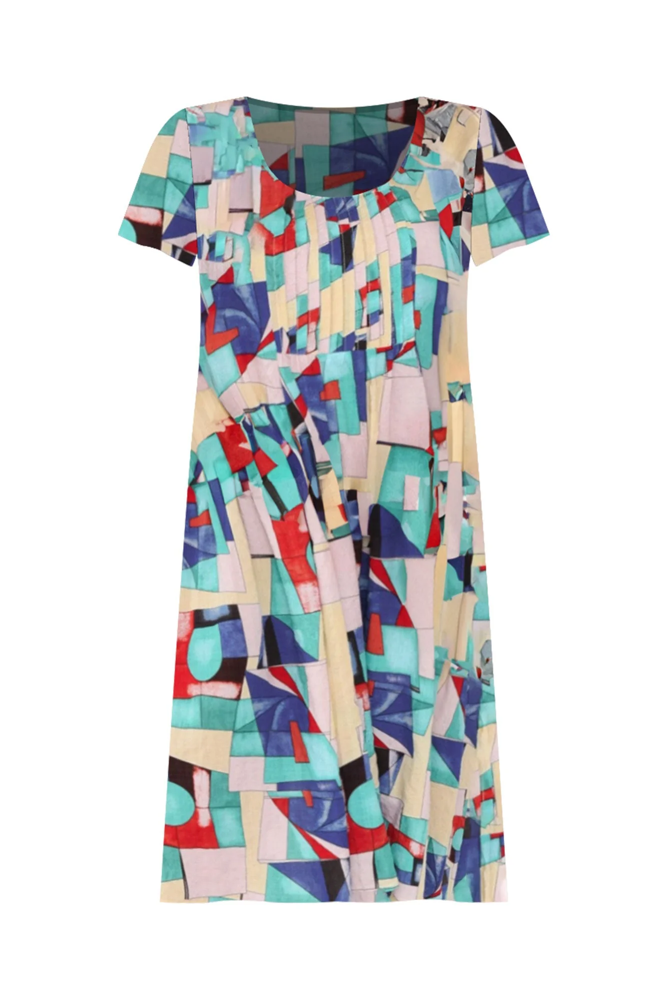 Hanoi Blue Geo Cotton Blend Dress