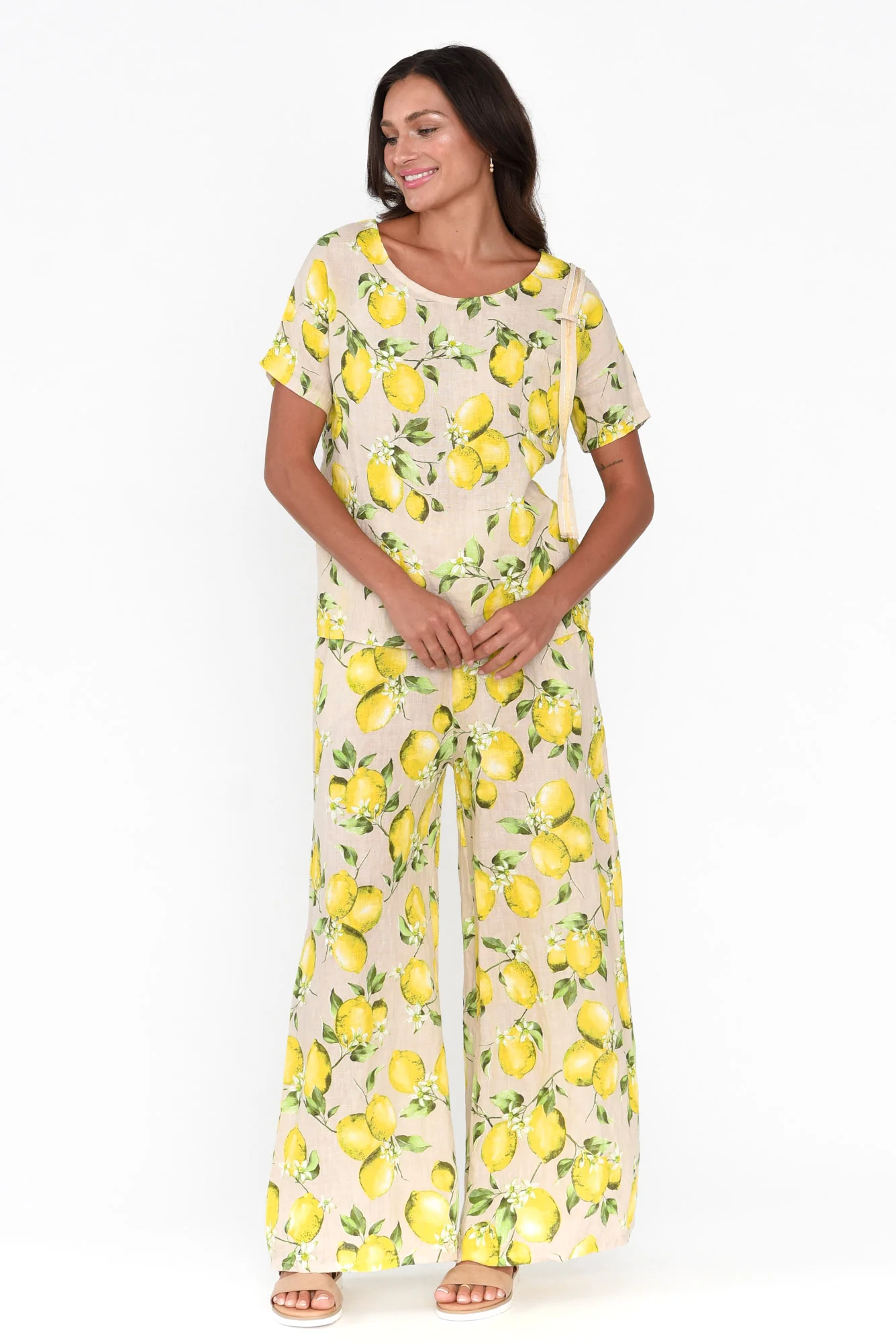 Marceline Citrus Blossom Linen Top