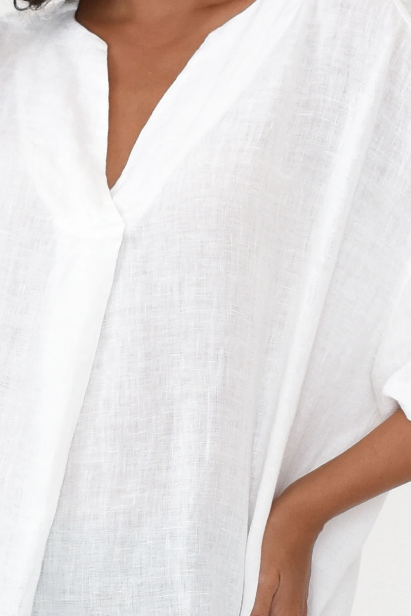 Holland White Linen V Neck Tunic