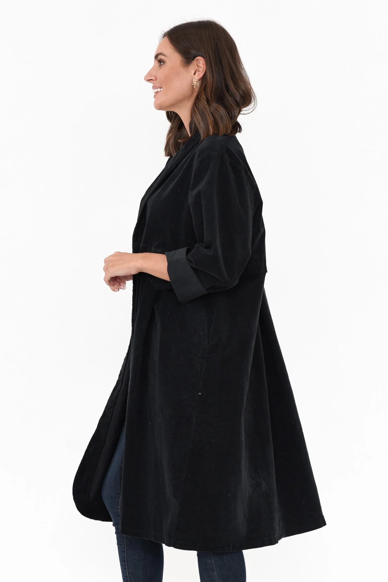 Abraham Black Corduroy Coat