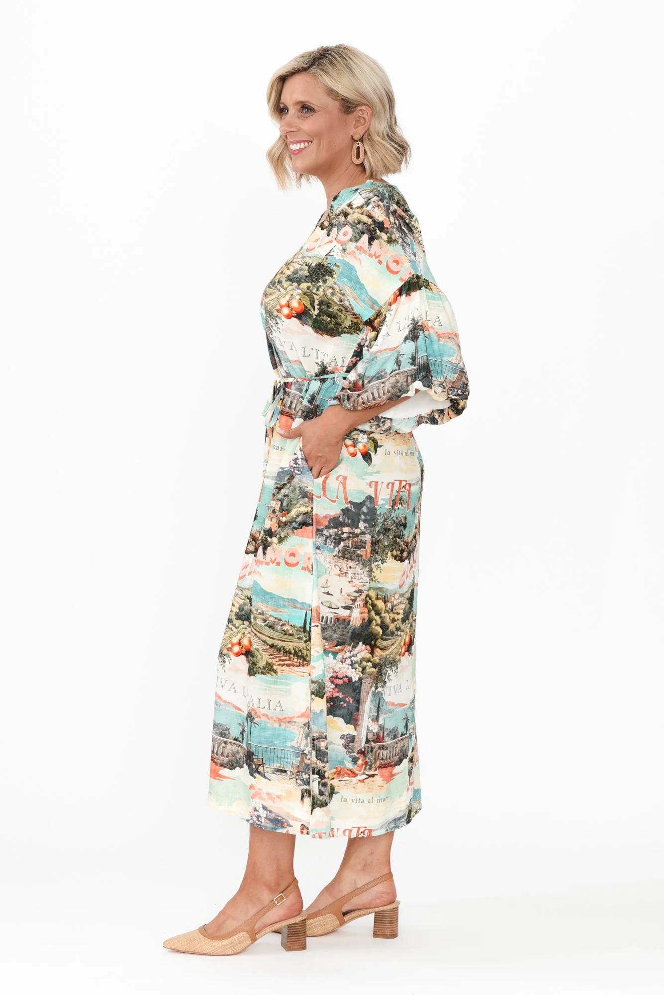 Envy Blue Island Linen Blend Dress