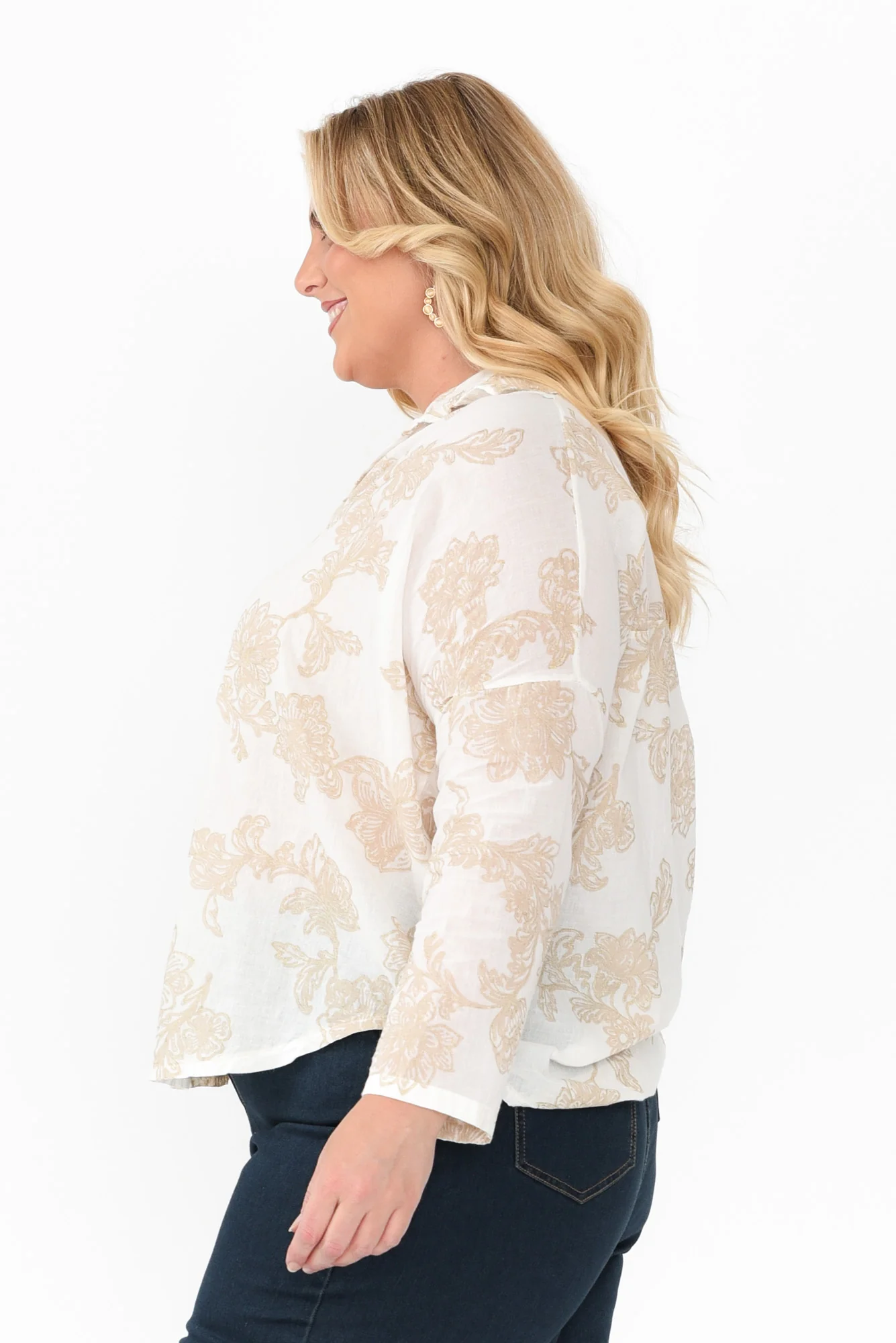 Philly Cream Floral Cotton Top