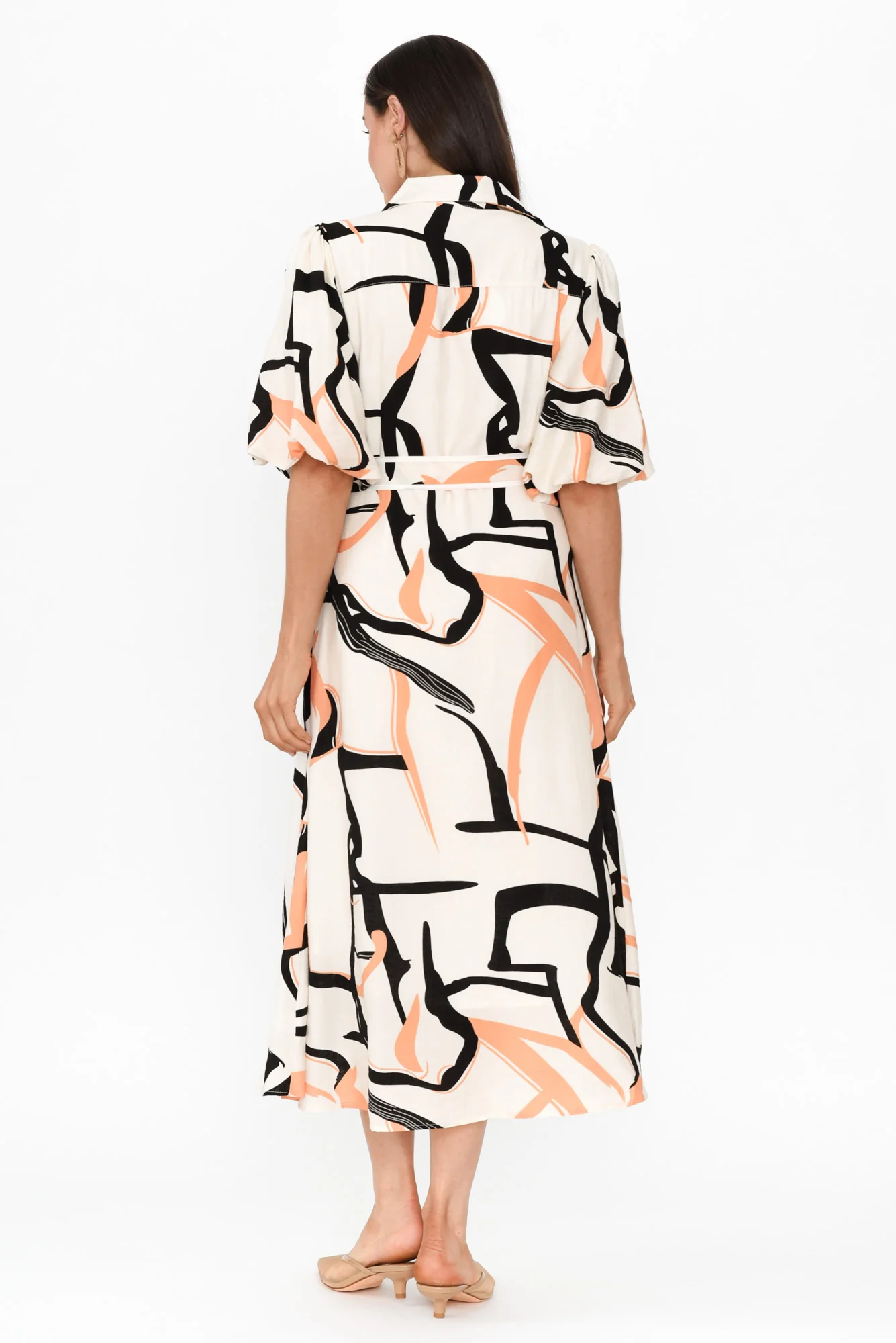 Bimini Cream Geo Cotton Blend Dress