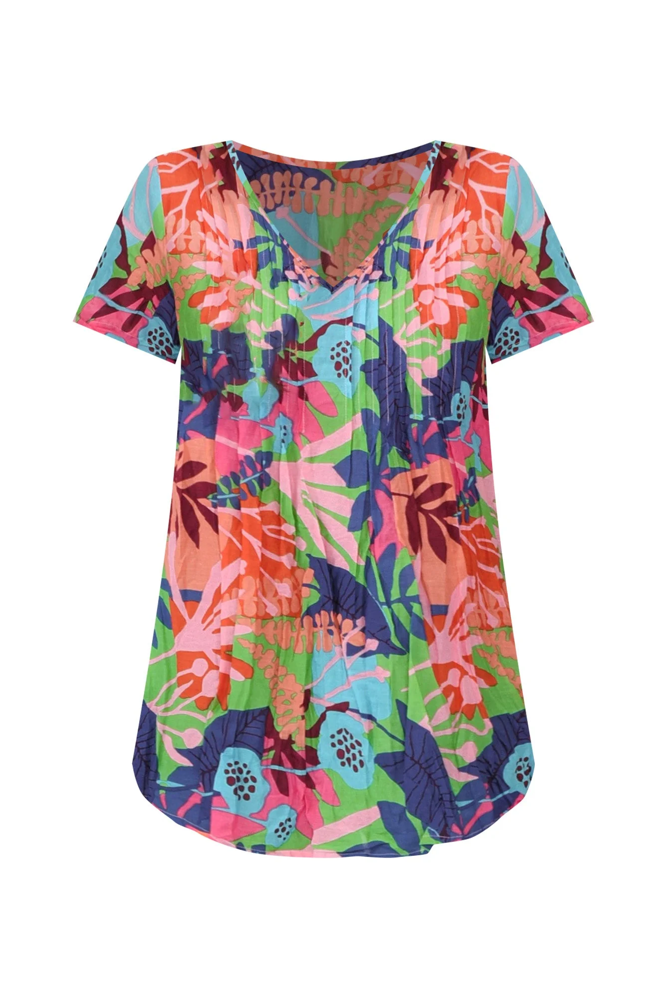 Fia Azure Blue Leaf Crinkle Cotton Top