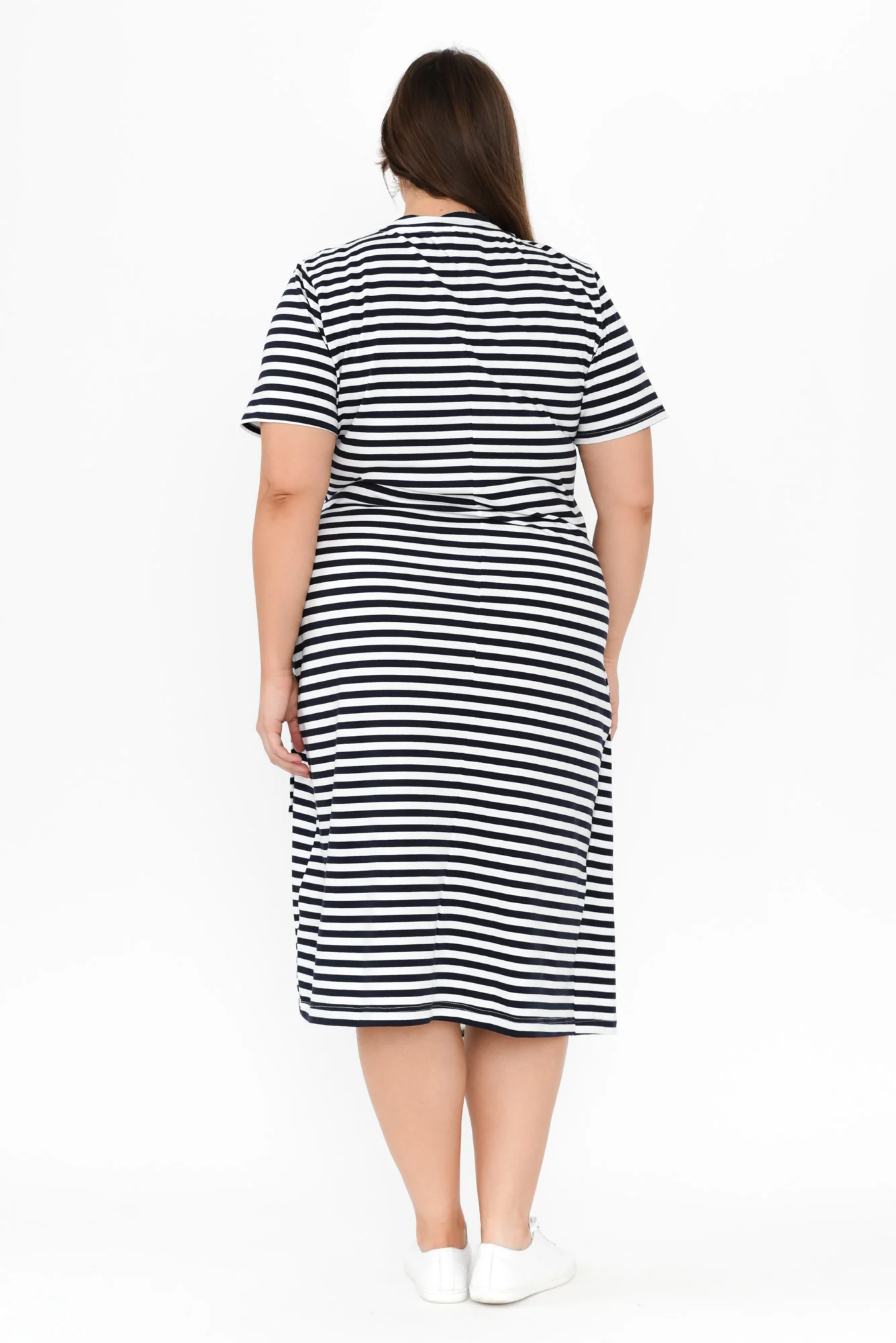 Georgie Navy Stripe Wrap Cotton Tee Dress