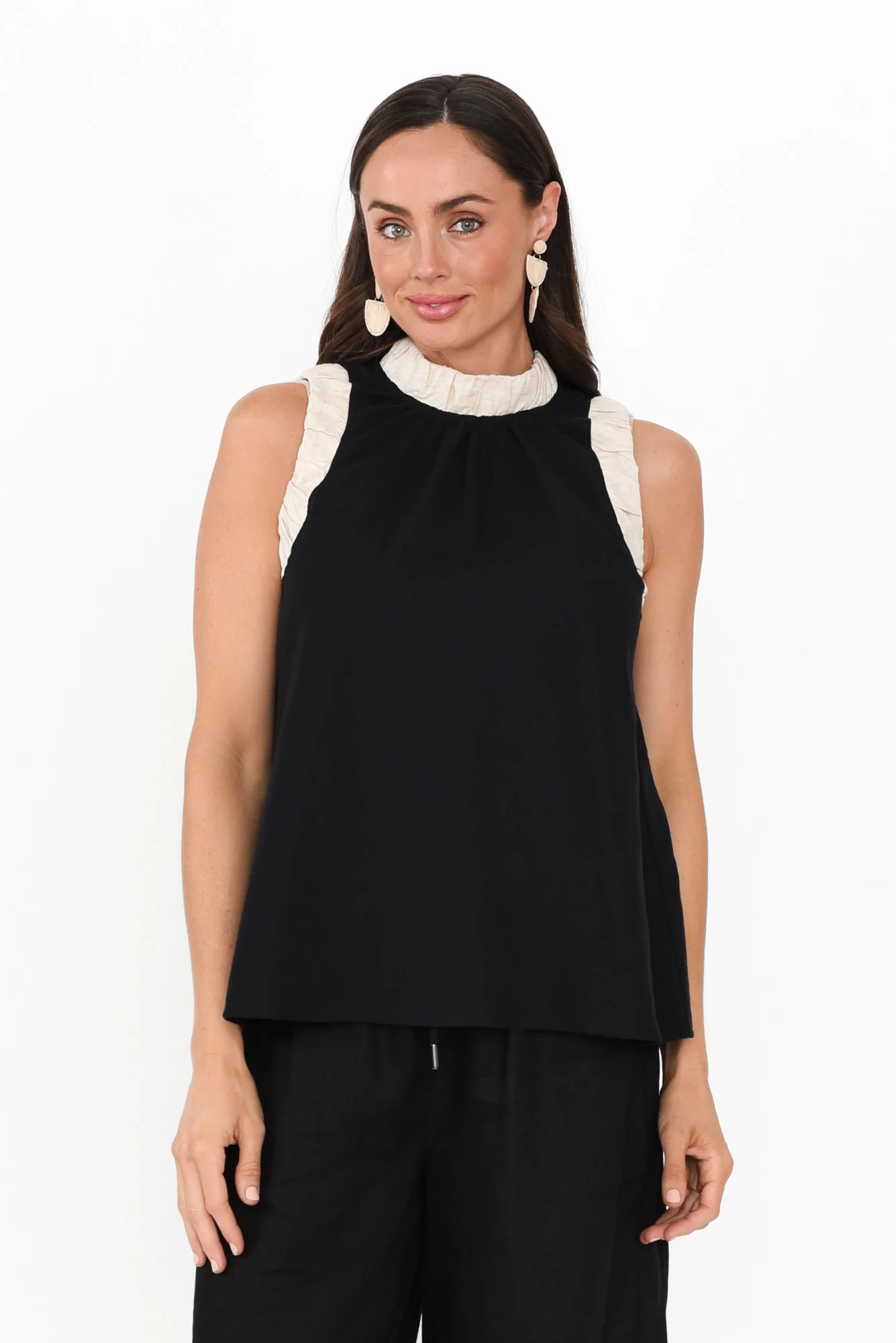 Kelley Black Trim Cotton Blend Tank
