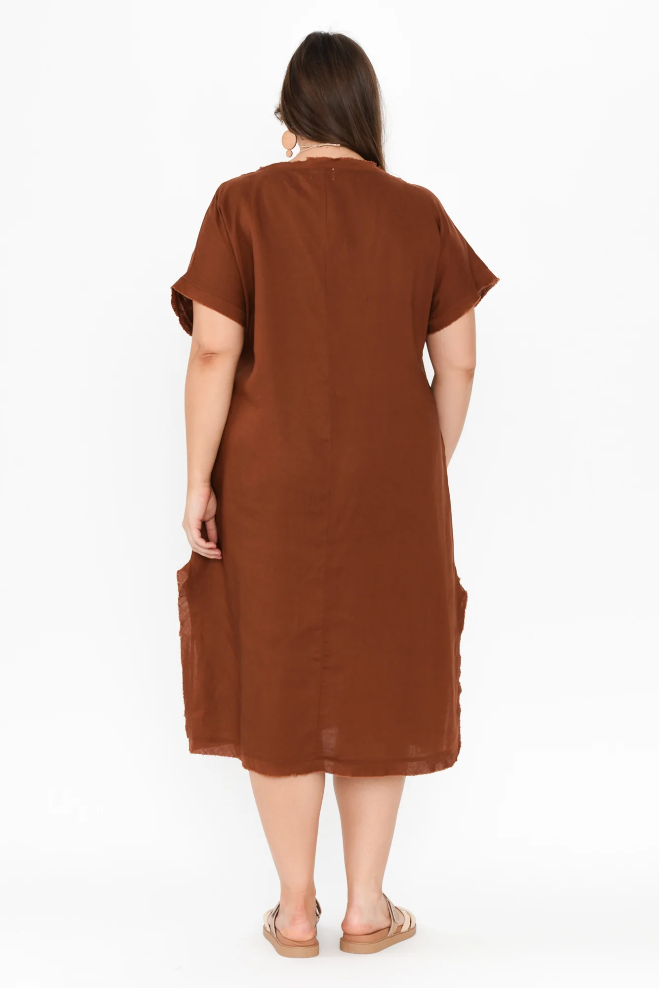 Darlene Brown Linen Blend Dress