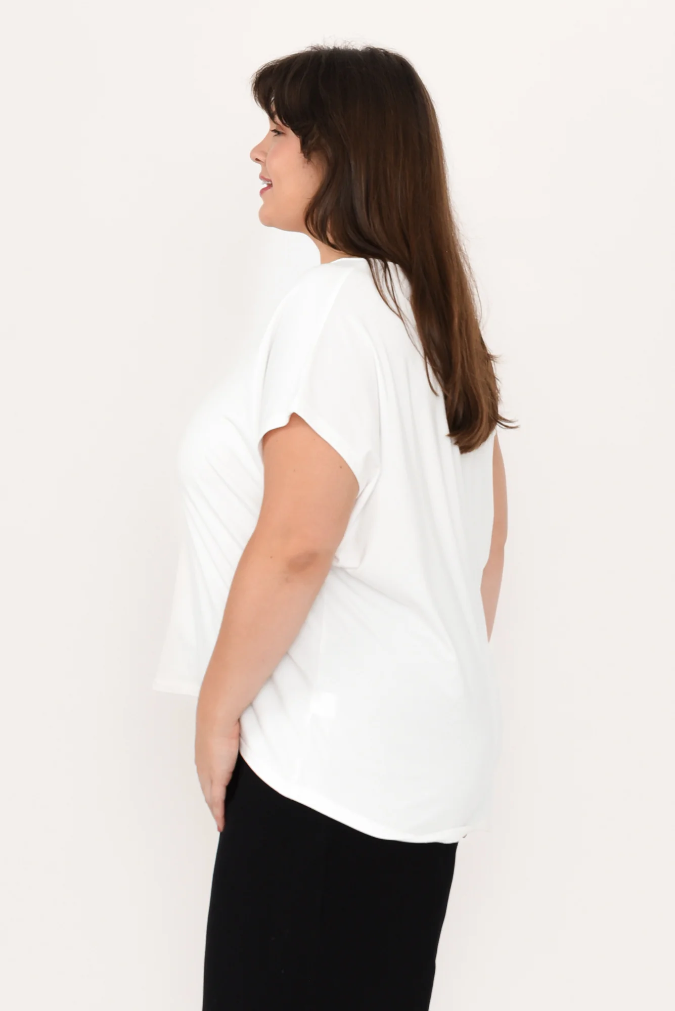 Jenner White V Neck Tee