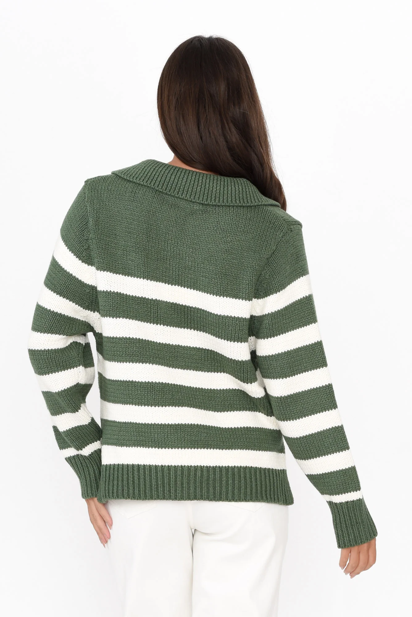 Cutler Khaki Stripe Knit Jumper