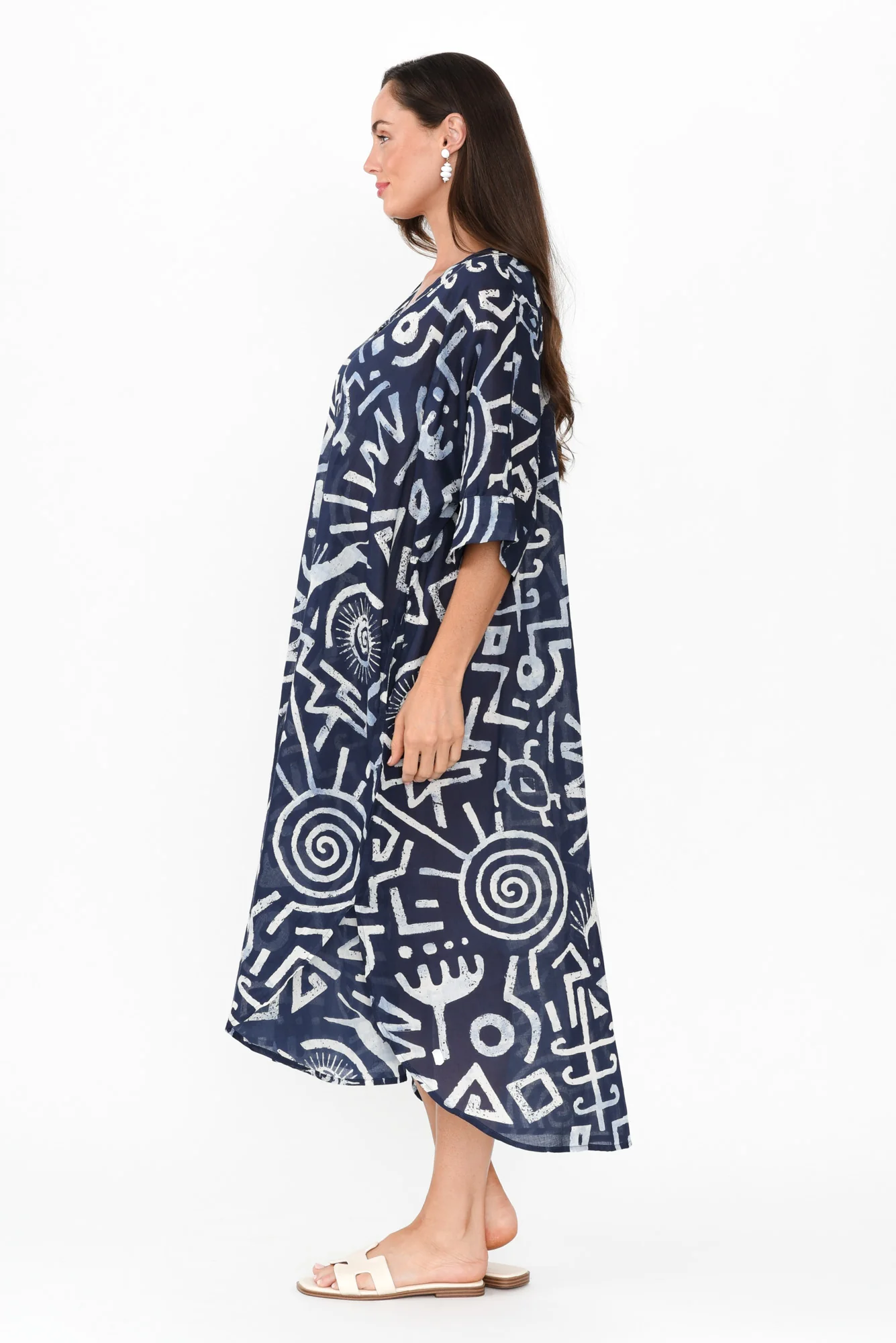 Tella Blue Geo Cotton Kaftan