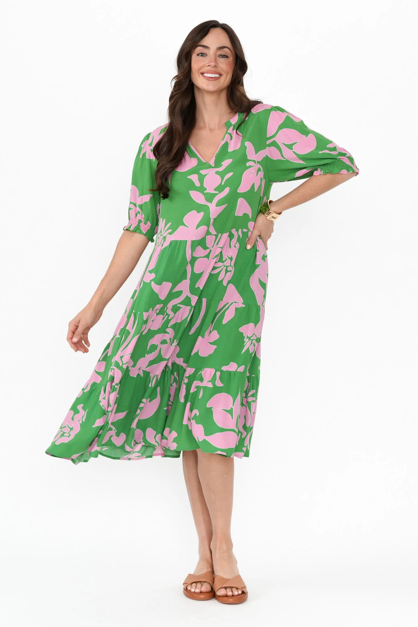 Euphoria Green Floral Dress