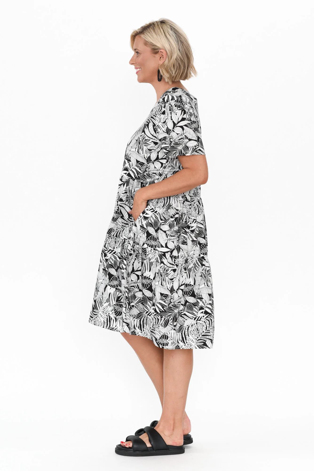 Kienna Black Jungle Cotton Poplin Dress