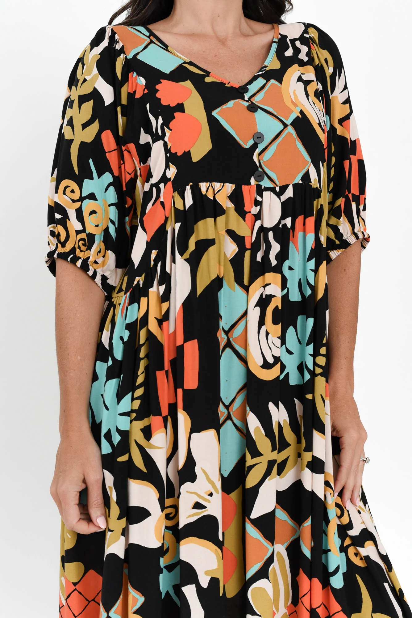 Pansy Black Tile Pocket Dress