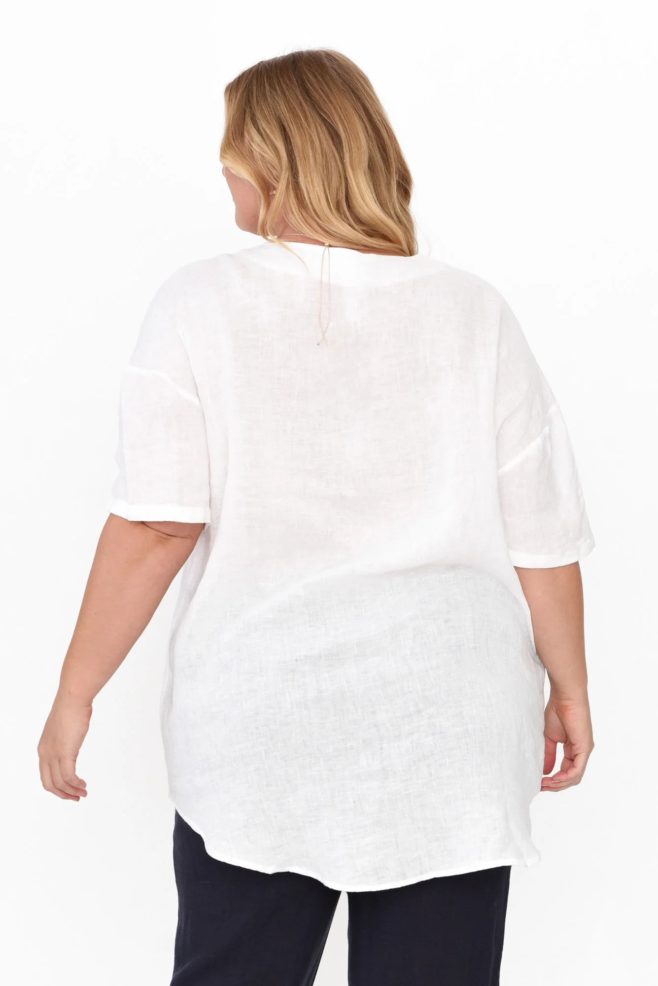 Holland White Linen V Neck Tunic