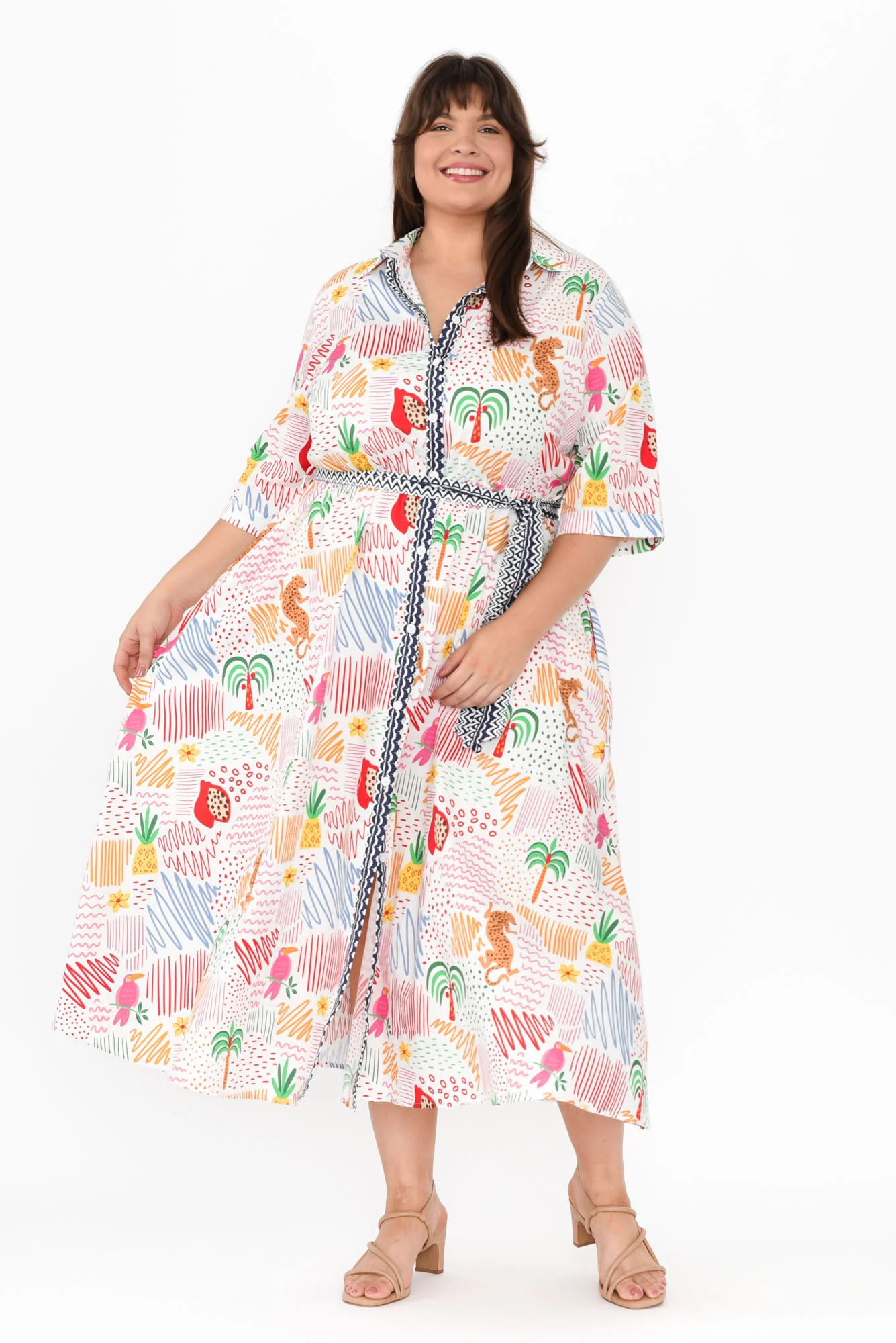 Grace Pink Jungle Cotton Poplin Dress