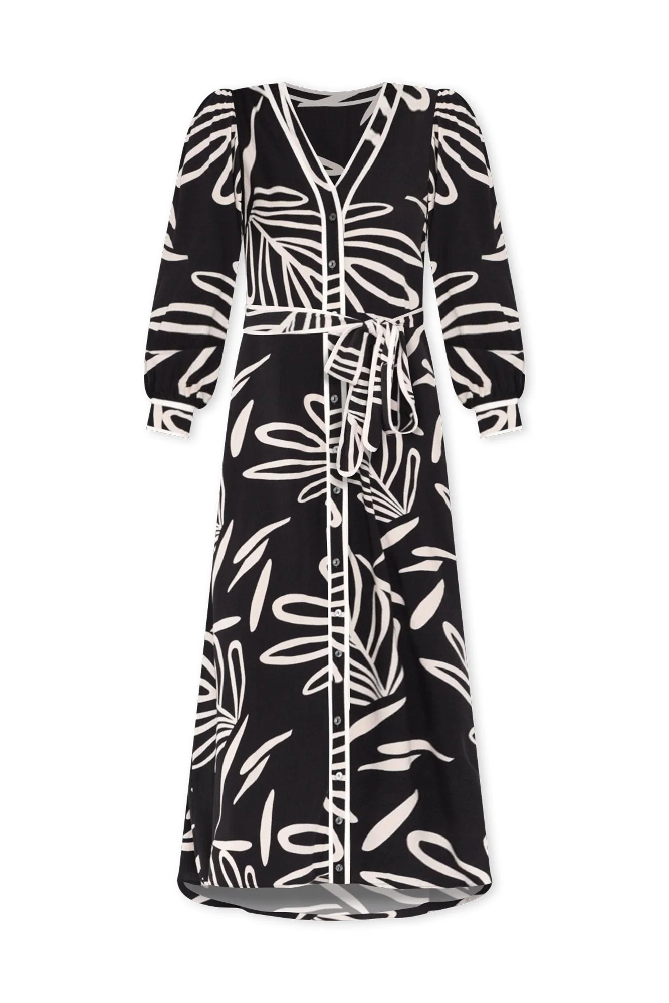 Jaya Black Leaf Tie Dress