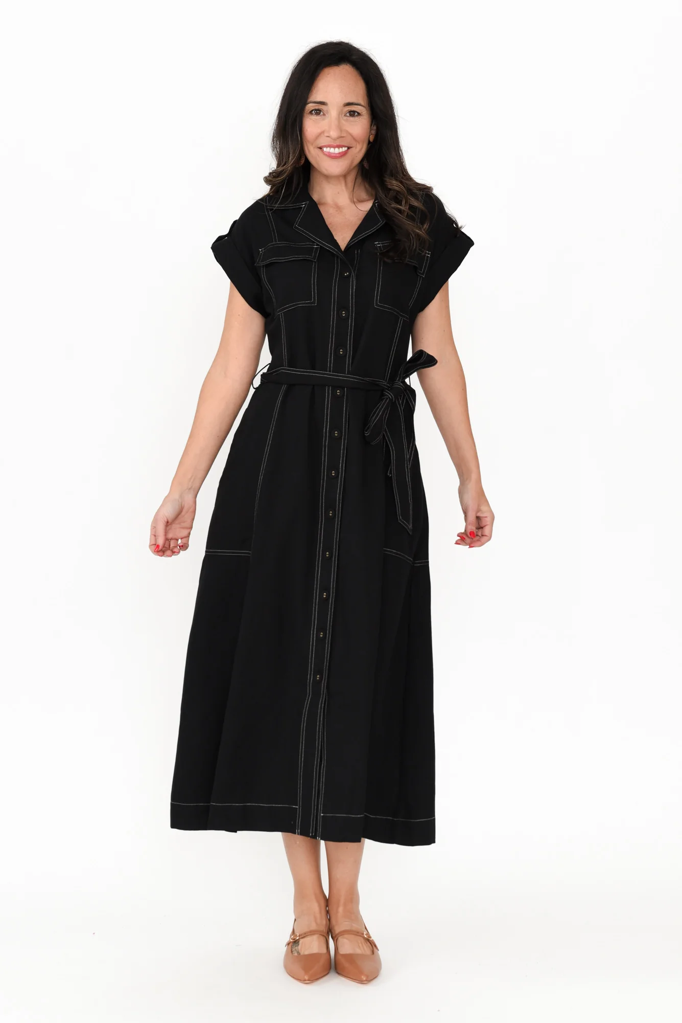 Patricia Black Cotton Blend Tie Dress