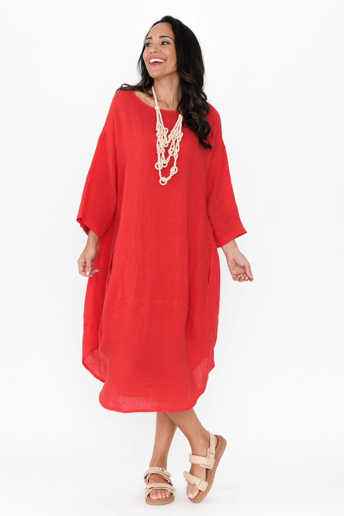 Kana Red Linen Dress