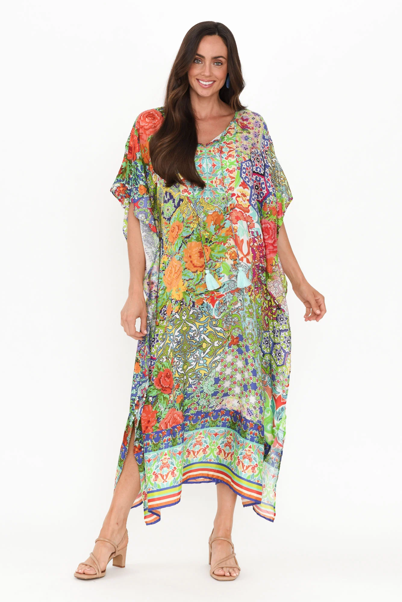 Melita Green Mosaic Kaftan