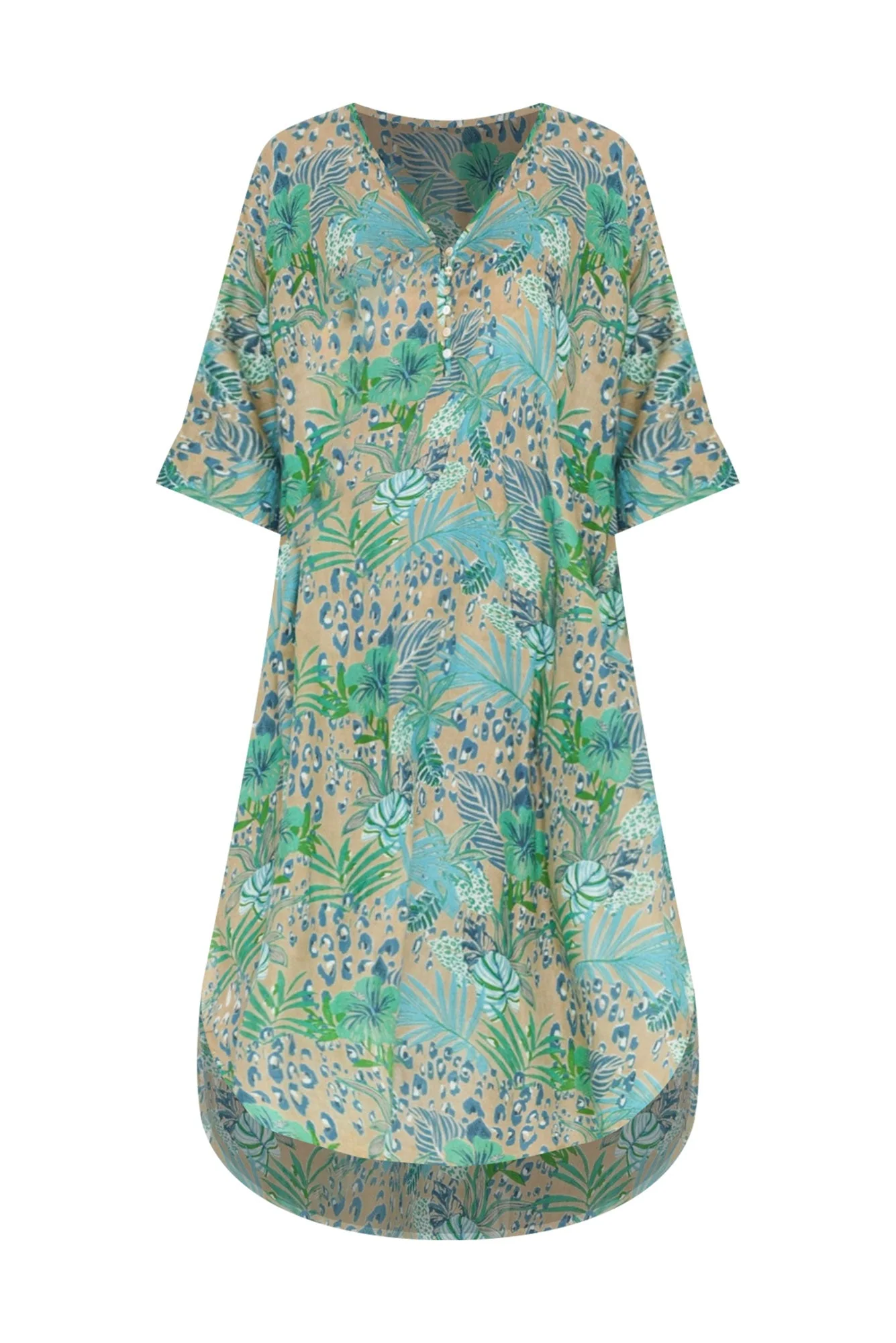 Tella Blue Jungle Cotton Kaftan