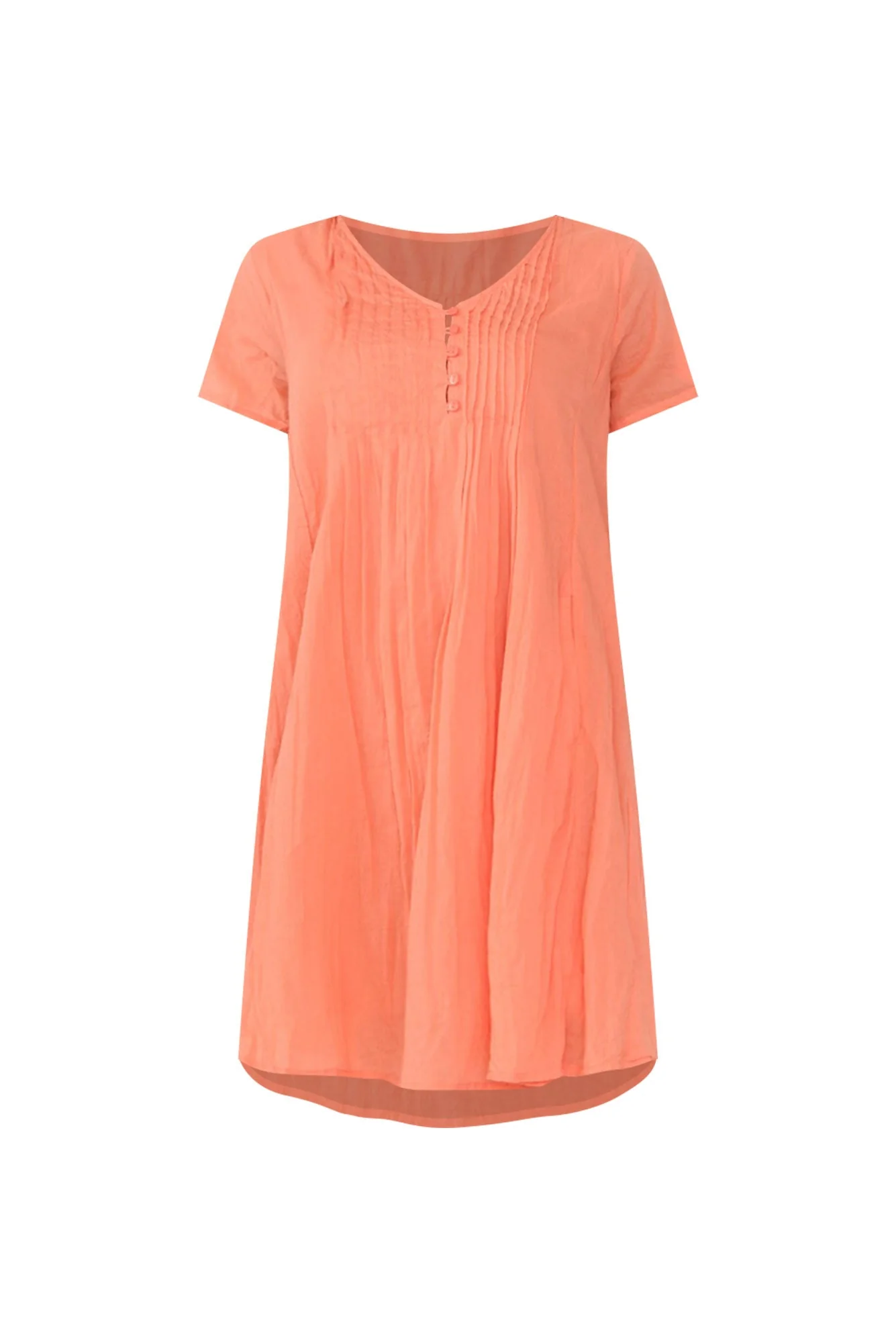 Sabina Peach Crinkle Cotton Dress