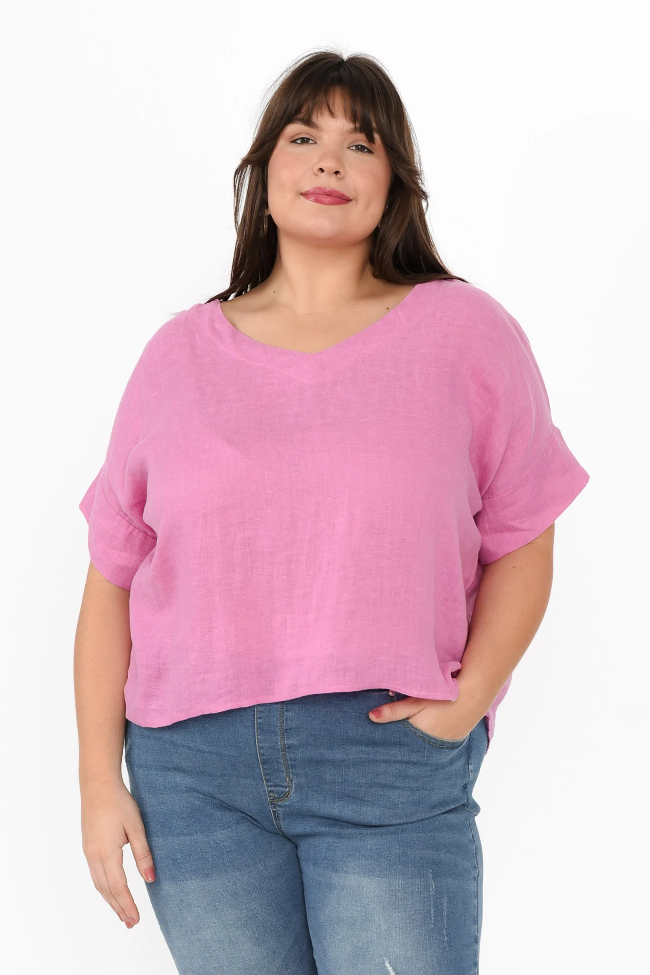 Kiro Pink Linen Top