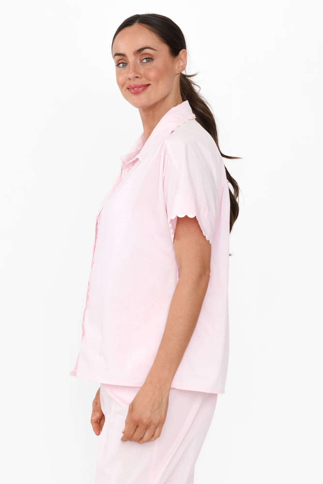 Doris Pink Cotton Pyjama Shirt