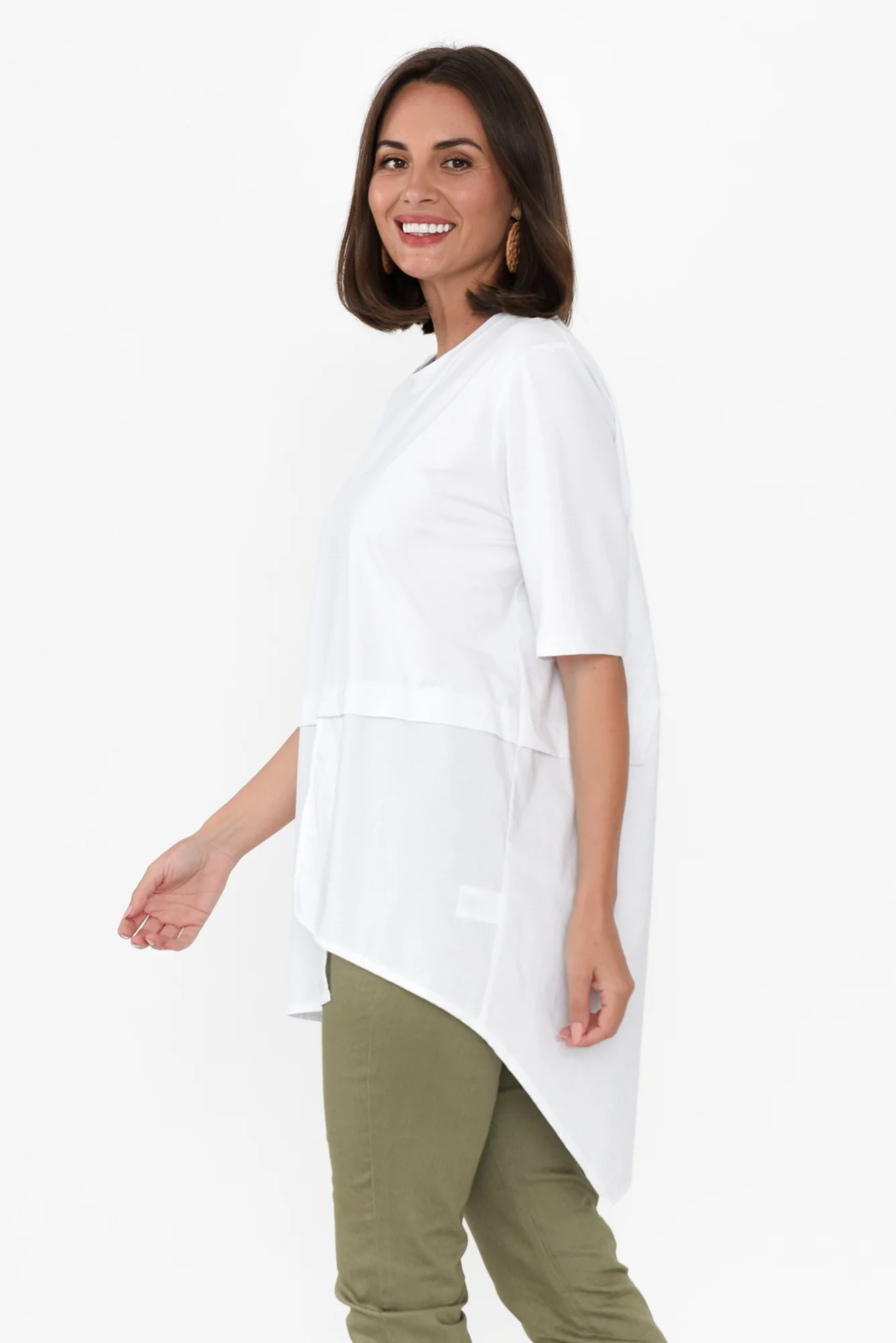 Emberley White Cotton Asymmetrical Top