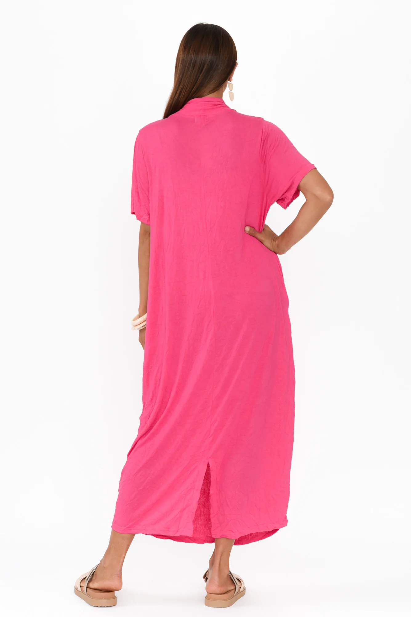 Kensley Pink Crossover Cotton Dress