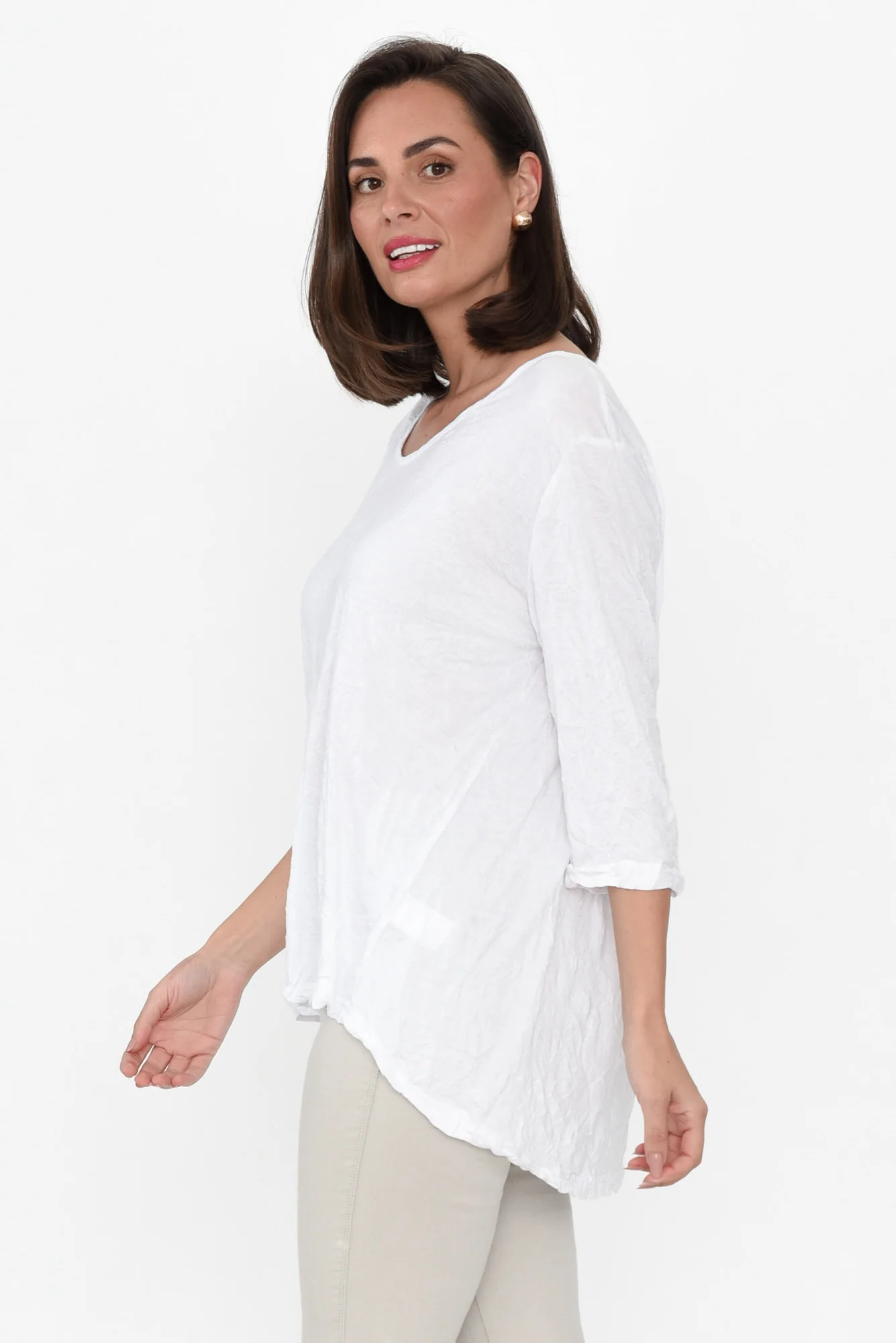 Julita White Crinkle Cotton Top