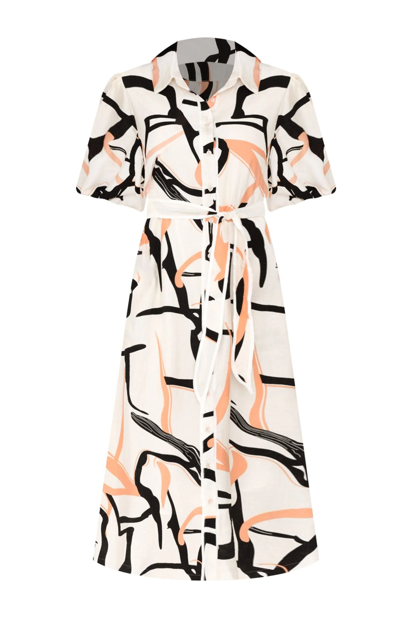 Bimini Cream Geo Cotton Blend Dress