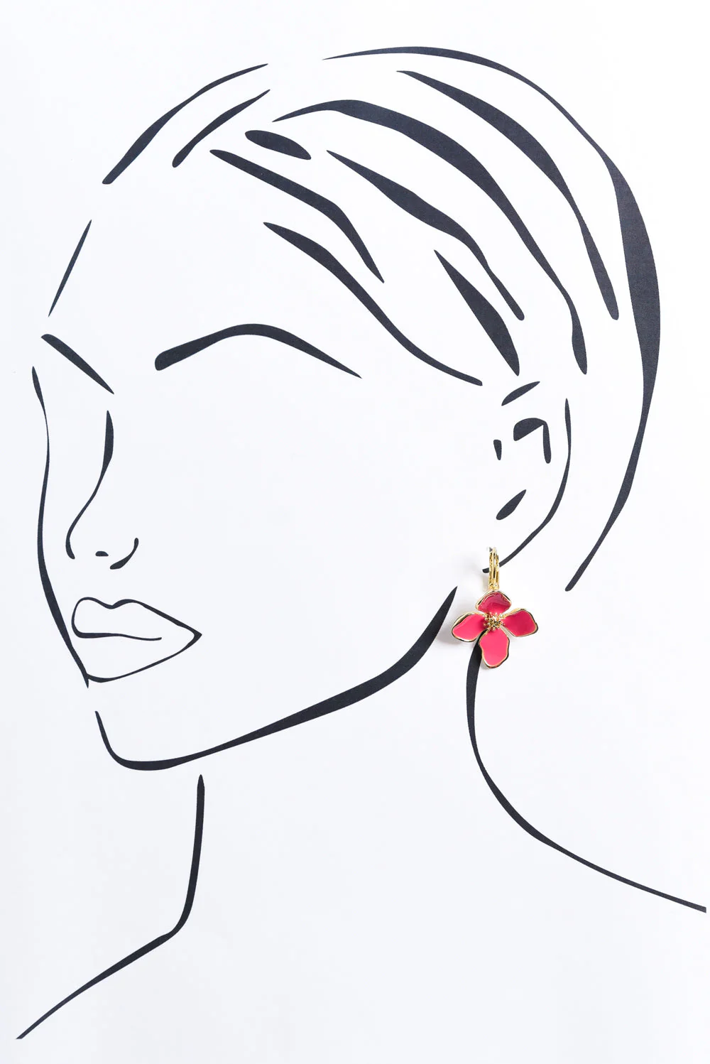 Frannie Pink Flower Clip Earrings