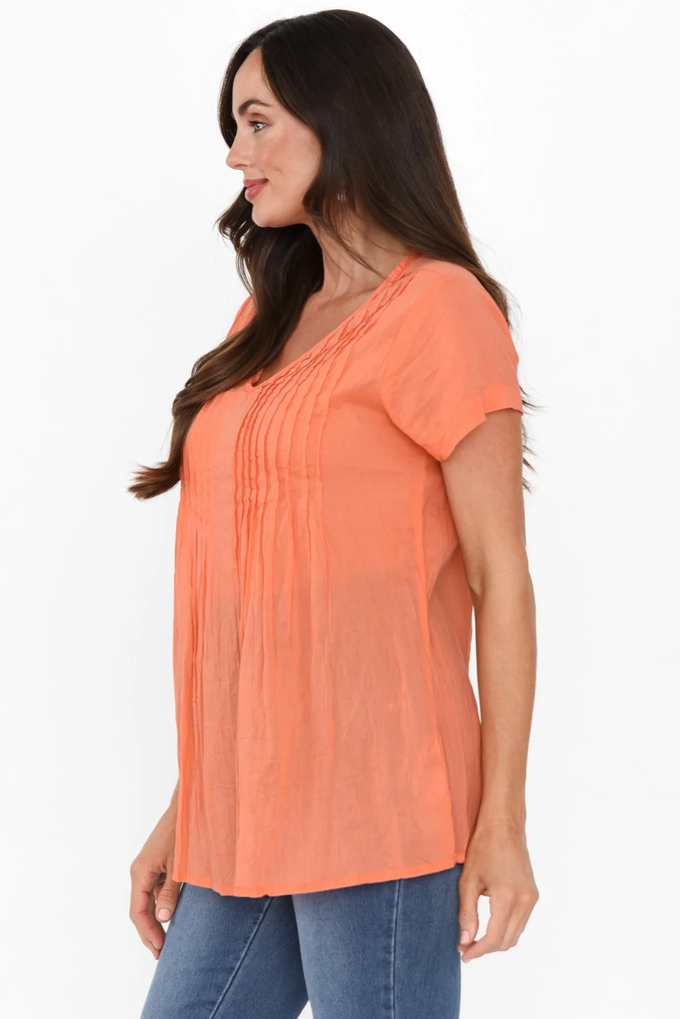 Fia Peach Crinkle Cotton Top
