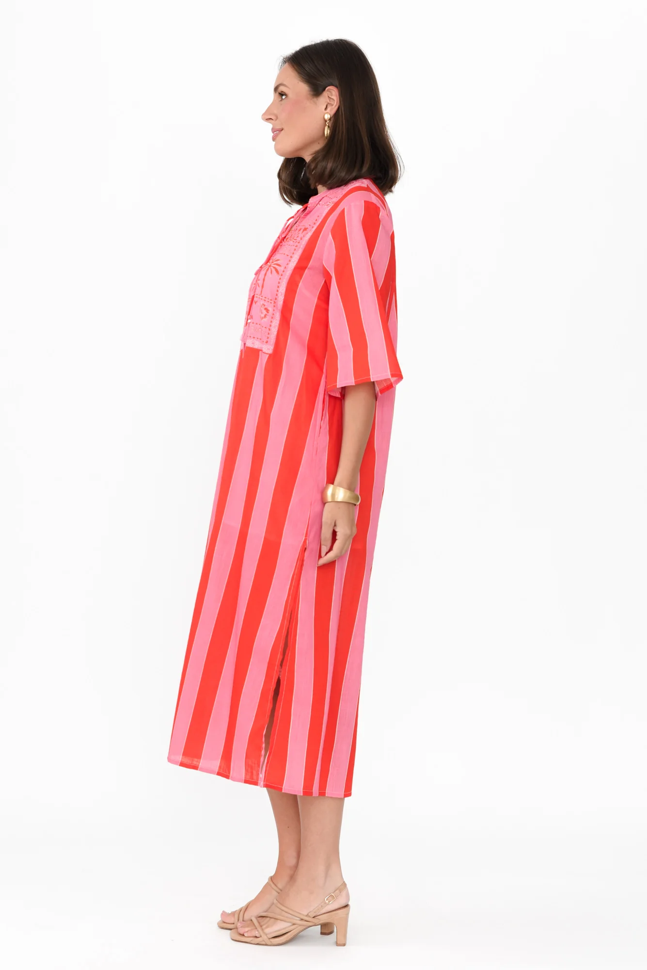 Amery Pink Stripe Cotton Tie Dress