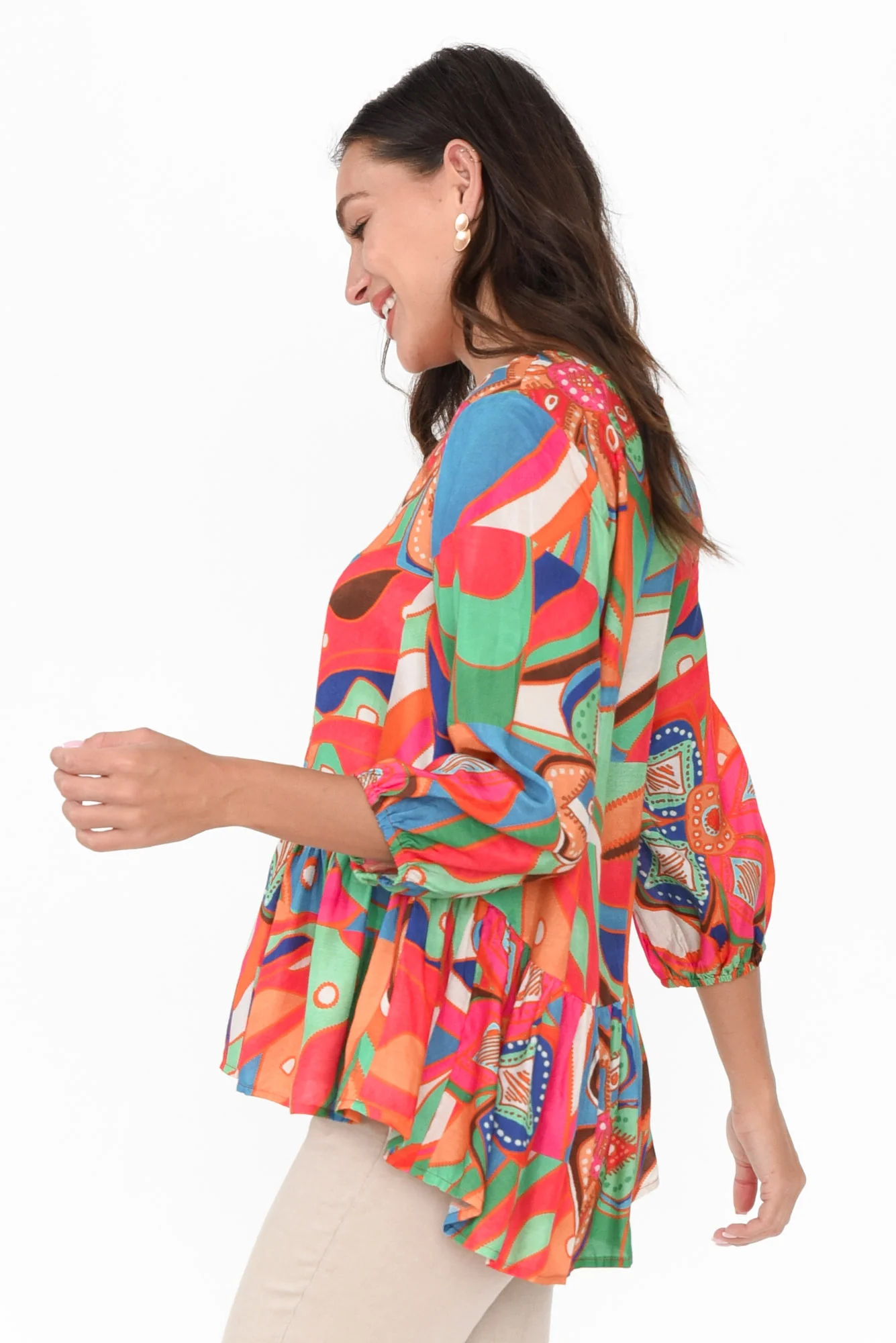 Bramley Orange Aztec Tiered Top