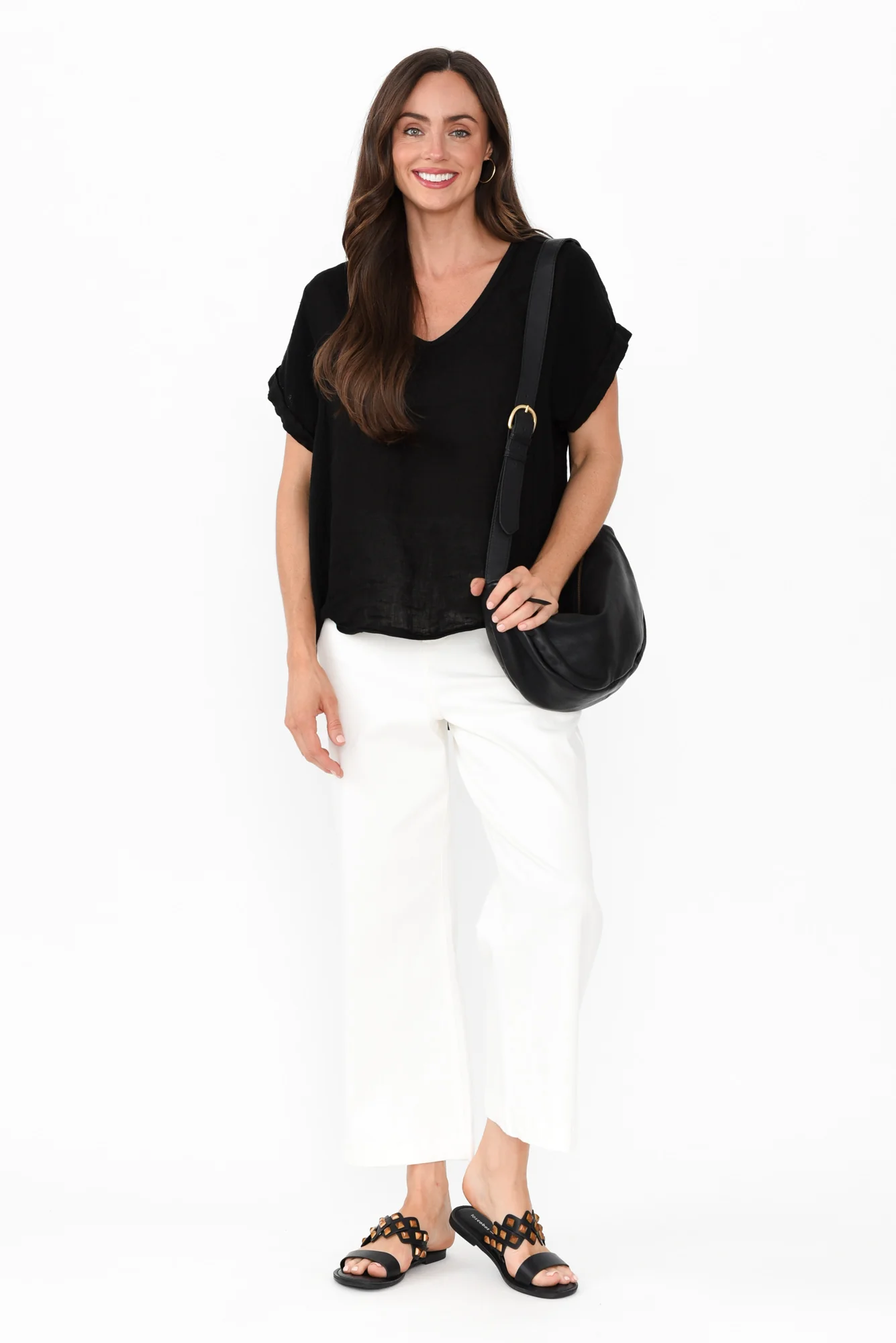 Dorian Black Linen Cotton Top