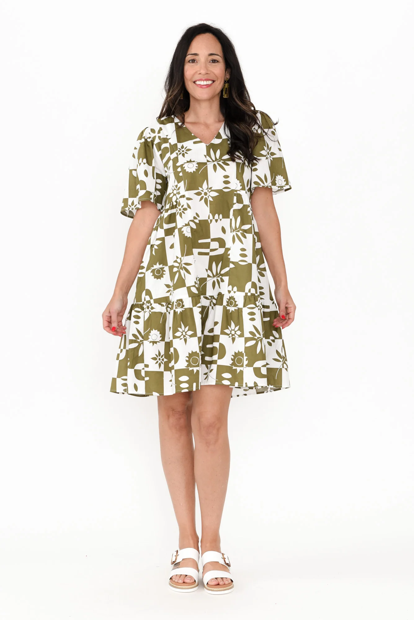 Bacardi Khaki Tile Cotton Dress