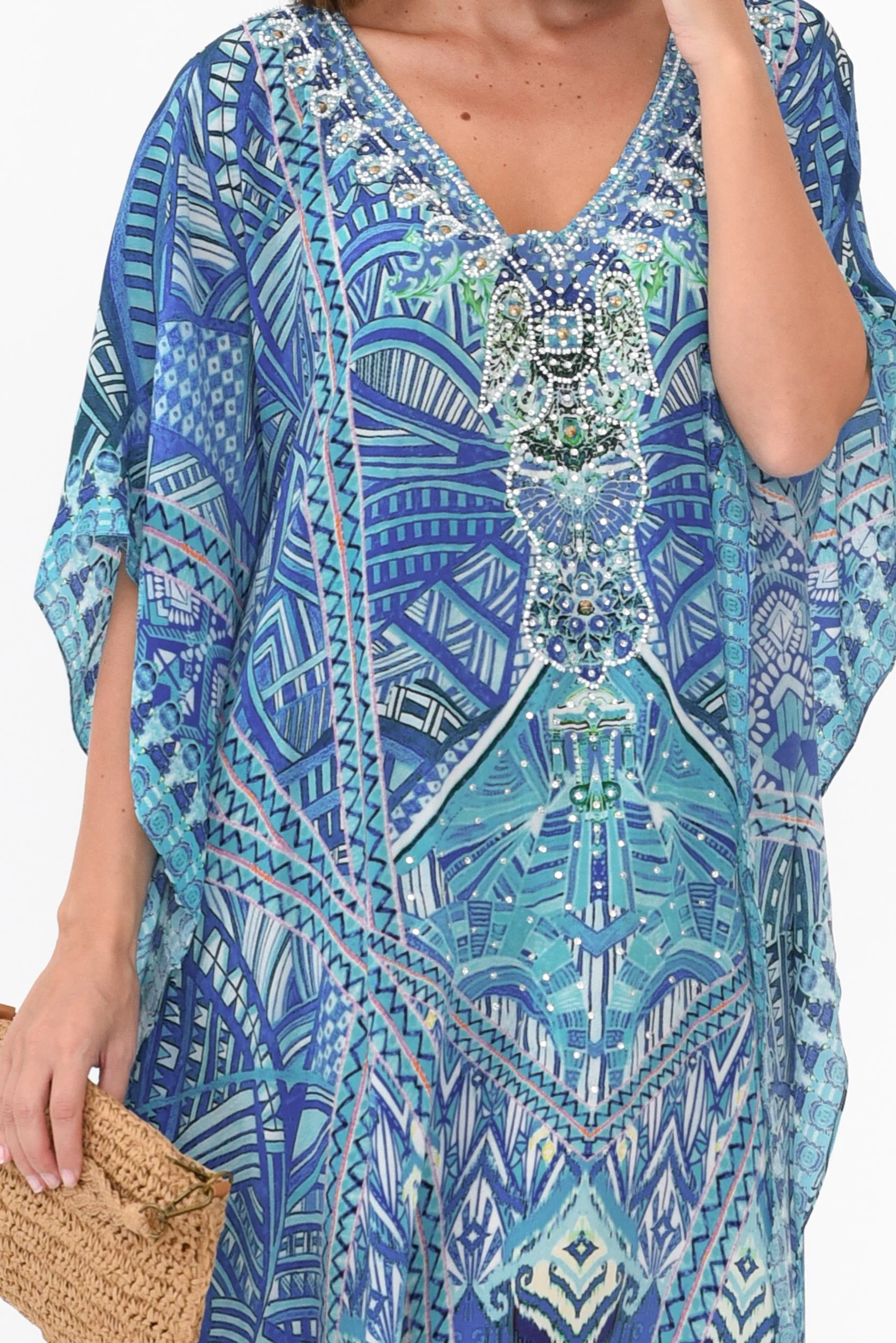 Emen Blue Silk Kaftan